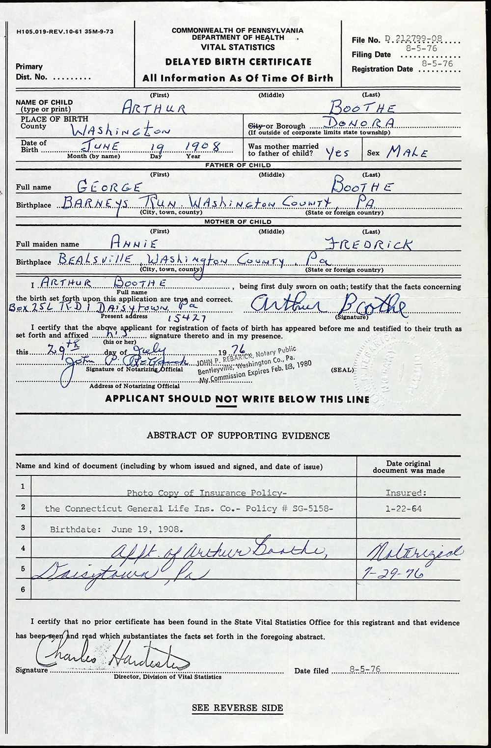 birth certificate
